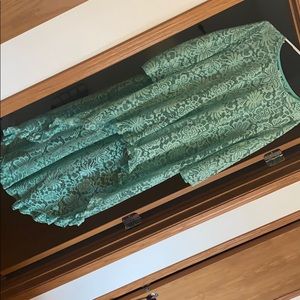 Teal lace high low shirt